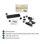 Estación de acoplamiento StarTech.com USB 3.0 para 2 monitores con conexiones HDMI, DVI y VGA. Incluye hub ladrón con 3 puertos USB-A, Ethernet y audio. SKU: USB3SDOCKHDV