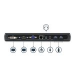 Estación de acoplamiento StarTech.com USB 3.0 para 2 monitores con conexiones HDMI, DVI y VGA. Incluye hub ladrón con 3 puertos USB-A, Ethernet y audio. SKU: USB3SDOCKHDV