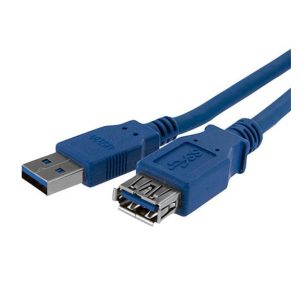 StarTech Cable de Extensión USB 3.0 de 1 metro en color azul, modelo USB3SEXT1M, con conector macho a hembra USB A.