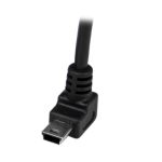 Imagen del cable adaptador StarTech.com de 1 metro con conector USB A macho a mini USB B macho acodado en ángulo hacia arriba, SKU USBAMB1MU