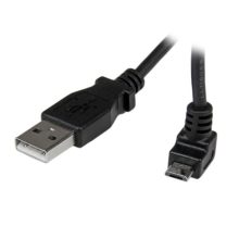 StarTech.com Cable Adaptador de 1 metro USB A Macho a Micro USB B Macho Acodado en Ángulo hacia Arriba para Teléfono Móvil, SKU USBAUB1MU