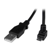 StarTech.com Cable Adaptador de 2 metros, USB A Macho a Micro USB B Macho, ángulo hacia abajo, ideal para teléfono móvil, SKU USBAUB2MD
