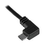 Imagen del cable StarTech.com de 0,5 metros con conector Micro USB acodado a la izquierda para carga y sincronización de smartphones o tablets. SKU: USBAUB50CMLA