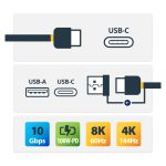 Cable USB-C de StarTech de 1 metro con adaptador a USB-A, ideal para docking stations híbridas, 10Gbps y PD de 100W, SKU USBCCADP