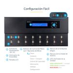 Imagen del StarTech.com Clonador Autónomo 1:15 para Memorias USB, que permite copiado de sector por sector a 1,5 GB/min y cuenta con una pantalla LCD. SKU: USBDUPE115