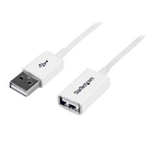 StarTech.com cable de extensión USB 2.0 de 3 metros, tipo A macho a hembra, color blanco, SKU USBEXTPAA3MW