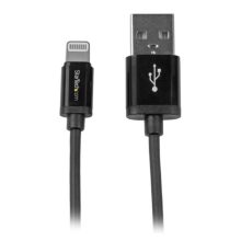StarTech.com Cable Lightning a USB de 1 metro, ideal para iPhone, iPad y iPod, con certificación MFi de Apple, en color negro. SKU: USBLT1MB