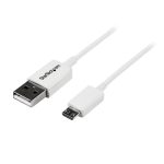 Cable adaptador de 2 metros USB A macho a Micro USB B macho para teléfono móvil smartphone en color blanco de la marca StarTech.com, SKU USBPAUB2MW