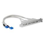 Cabezal Bracket de 4 puertos USB 2.0 de StarTech.com con conexión a placa base mediante 2x IDC10. SKU: USBPLATE4