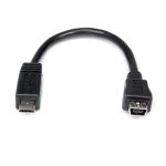 StarTech.com cable adaptador de 15 cm que convierte Mini USB a Micro USB. Modelo compacto con un conector MicroUSB-B macho y un MiniUSB-B hembra. SKU: UUSBMUSBMF6