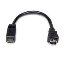 StarTech.com cable adaptador de 15 cm que convierte Mini USB a Micro USB. Modelo compacto con un conector MicroUSB-B macho y un MiniUSB-B hembra. SKU: UUSBMUSBMF6