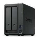 Servidor de almacenamiento NAS Synology DiskStation DS725+ con procesador Ryzen Embedded R1600, 4 GB DDR4, capacidad 0 TB, color negro. SKU DS725+