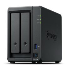 Servidor de almacenamiento NAS Synology DiskStation DS725+ con procesador Ryzen Embedded R1600, 4 GB DDR4, capacidad 0 TB, color negro. SKU DS725+