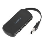 Adaptador Targus 4-Port USB Hub ACH114EU, ideal para conectar múltiples dispositivos USB a alta velocidad