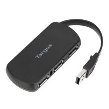 Adaptador Targus 4-Port USB Hub ACH114EU, ideal para conectar múltiples dispositivos USB a alta velocidad