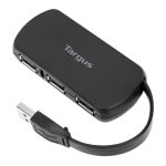 Adaptador Targus 4-Port USB Hub ACH114EU, ideal para conectar múltiples dispositivos USB a alta velocidad