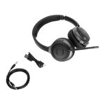 Auriculares Targus AEH104GL inalámbricos y alámbricos con diadema para llamadas y música, conectividad USB Tipo C y Bluetooth en color negro. SKU AEH104GL