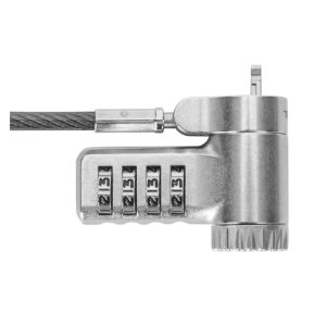 Cable antirrobo Targus ASP96GLX-S de 2 metros en color plata, ideal para asegurar portátiles. SKU ASP96GLX-S