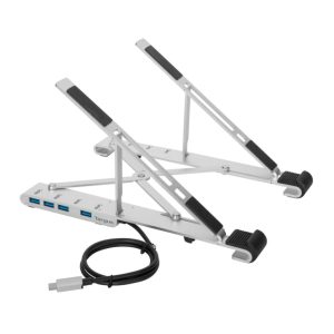 Soporte para ordenador portátil Targus modelo AWU100205GL, de color plata, compatible con equipos de hasta 15.6 pulgadas.