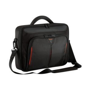 Funda Targus Classic+ tipo clamshell para portátiles de 15 a 15.6 pulgadas (38.1 - 39.6 cm), SKU CN415EU, mostrando su diseño robusto y compartimiento acolchonado.