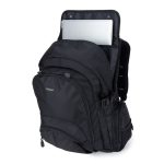 Funda tipo mochila negra para portátil de 15.6 pulgadas de Targus, modelo CN600, con compartimentos adicionales y diseño ergonómico