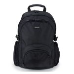 Funda tipo mochila negra para portátil de 15.6 pulgadas de Targus, modelo CN600, con compartimentos adicionales y diseño ergonómico