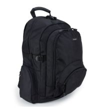 Funda tipo mochila negra para portátil de 15.6 pulgadas de Targus, modelo CN600, con compartimentos adicionales y diseño ergonómico