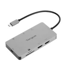 Imagen de la Targus DOCK423EU, una base para portátil y replicador de puertos alámbrico con conexión USB 3.2 Gen 1 Type-C en color Plata. SKU: DOCK423EU.