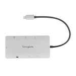 Imagen de la Targus DOCK423EU, una base para portátil y replicador de puertos alámbrico con conexión USB 3.2 Gen 1 Type-C en color Plata. SKU: DOCK423EU.