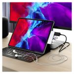 Base para portátil HYPER con replicador de puertos USB 3.2 Gen 1 Type-C en color gris, SKU HD319E-GRAY