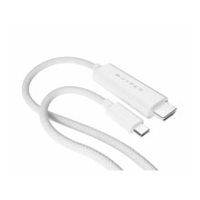 Hyper cable HDMI de 2,5 metros en color blanco con conector USB-C a HDMI tipo A, compatible para transferencia de alta definición. SKU: HD6007WHGL