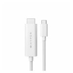 Hyper cable HDMI de 2,5 metros en color blanco con conector USB-C a HDMI tipo A, compatible para transferencia de alta definición. SKU: HD6007WHGL
