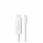Hyper cable HDMI de 2,5 metros en color blanco con conector USB-C a HDMI tipo A, compatible para transferencia de alta definición. SKU: HD6007WHGL