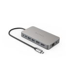 Adaptador Targus DUEL HDMI 10-en-1 con conexión USB 3.2 Gen 1 tipo C en acero inoxidable. SKU HDM1H-GL.