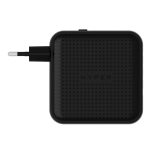 Imagen del cargador HYPER HJ1002BKWWGL para dispositivos móviles como portátiles, smartphones y tabletas en color negro, con soporte para carga rápida y uso interior.