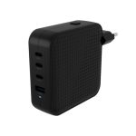 Imagen del cargador HYPER HJ1002BKWWGL para dispositivos móviles como portátiles, smartphones y tabletas en color negro, con soporte para carga rápida y uso interior.