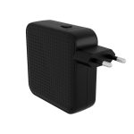 Imagen del cargador HYPER HJ1002BKWWGL para dispositivos móviles como portátiles, smartphones y tabletas en color negro, con soporte para carga rápida y uso interior.