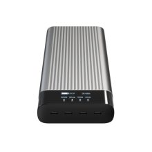 HYPER HJ245B batería externa de 27000 mAh en color plata, ideal para cargas múltiples y dispositivos portátiles.
