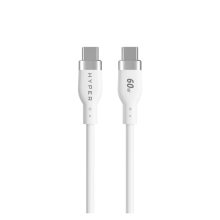 Cable HYPER HyperJuice USB 2.0 de 1,5 metros con conector USB-C en color blanco. SKU: HJ4011WHGL