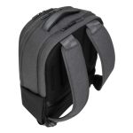 Mochila Targus Cypress gris, SKU TBB58602GL, diseñada para portátiles con múltiples compartimentos y amplia capacidad de almacenamiento.