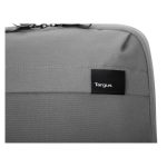 Mochila Targus Sagano de 15.6 pulgadas en colores negro y gris, modelo TBB634GL, diseñada para portátiles y con características ergonómicas.