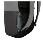 Mochila Targus Sagano de 15.6 pulgadas en colores negro y gris, modelo TBB634GL, diseñada para portátiles y con características ergonómicas.