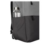 Mochila Targus Sagano de 15.6 pulgadas en colores negro y gris, modelo TBB634GL, diseñada para portátiles y con características ergonómicas.