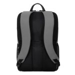 Mochila Targus Sagano de 15.6 pulgadas en colores negro y gris, modelo TBB634GL, diseñada para portátiles y con características ergonómicas.