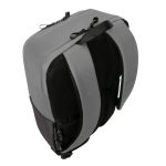 Mochila Targus Sagano de 15.6 pulgadas en colores negro y gris, modelo TBB634GL, diseñada para portátiles y con características ergonómicas.