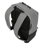 Imagen de la mochila Targus Sagano de 39,6 cm (15.6 pulgadas) en color negro y gris, SKU TBB635GL. Mochila diseñada para portátiles con múltiples compartimentos y diseño ergonómico.