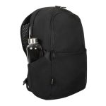 Mochila Targus Zero Waste, informal, color negro, fabricada con plástico reciclado. SKU: TBB641GL.