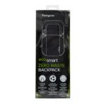 Mochila Targus Zero Waste, informal, color negro, fabricada con plástico reciclado. SKU: TBB641GL.