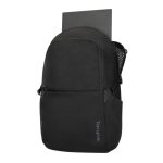 Mochila Targus Zero Waste, informal, color negro, fabricada con plástico reciclado. SKU: TBB641GL.