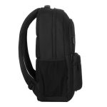 Vista de la mochila Targus Octave III en color negro, fabricada en poliéster, SKU: TBB653GL. Diseñada para transportar portátiles con comodidad y seguridad.